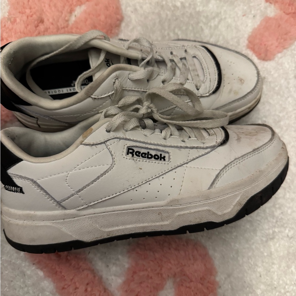 Reebok Classic White and Black Comfort Sneakers
